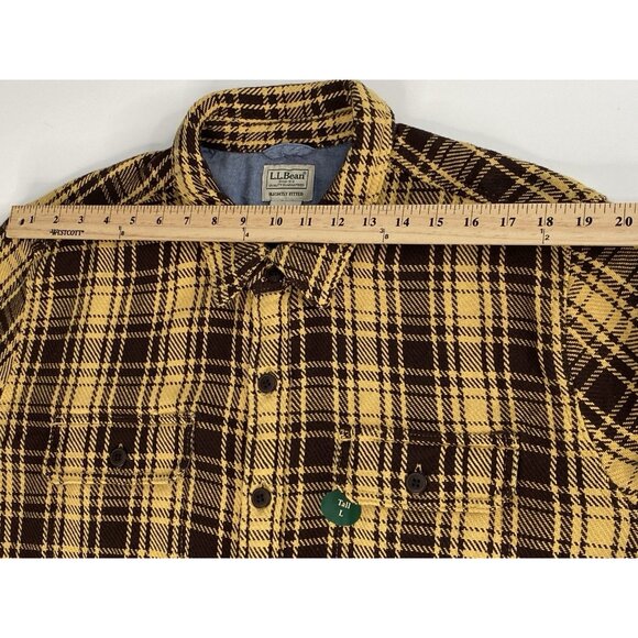 NWT LL Bean 1912 Overshirt Men’s L Tall Slightly Fitted Mustard Brown Plaid Jac - Picture 15 of 16